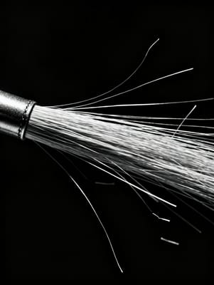 Makroaufnahme einzelner heller Haarfasern vor dunklem Grund